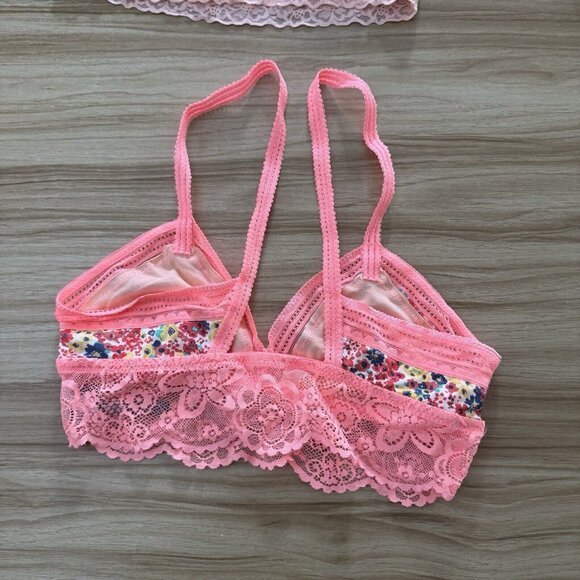 NWOT Aerie American Eagle Bras Set of 3 S Eyelet Lace Bralette Balconette Pink - Picture 5 of 9